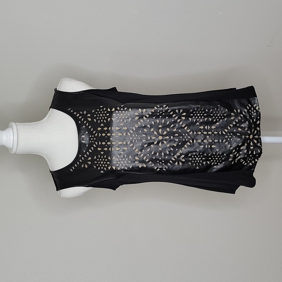 Alfani Black Faux Leather Cut Out Sleeveles Top - Picture 1 of 9